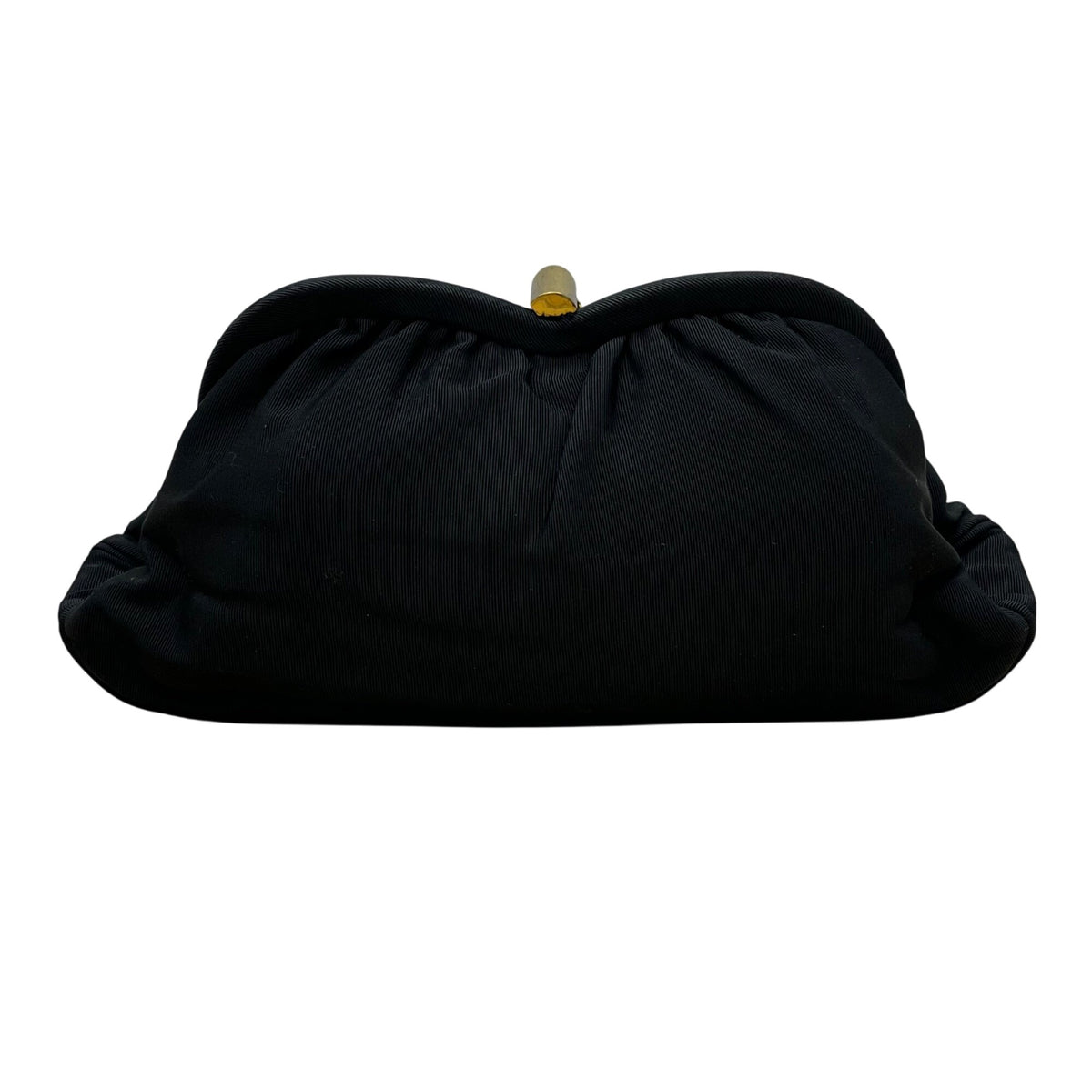 Vintage L And M Women’s Black Satin With Gold Frame & Pouch Evening Clutch