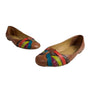 Nine West  Brown Leather Multicolor Weave Design Women's Flat Ballers Sz 9.5M