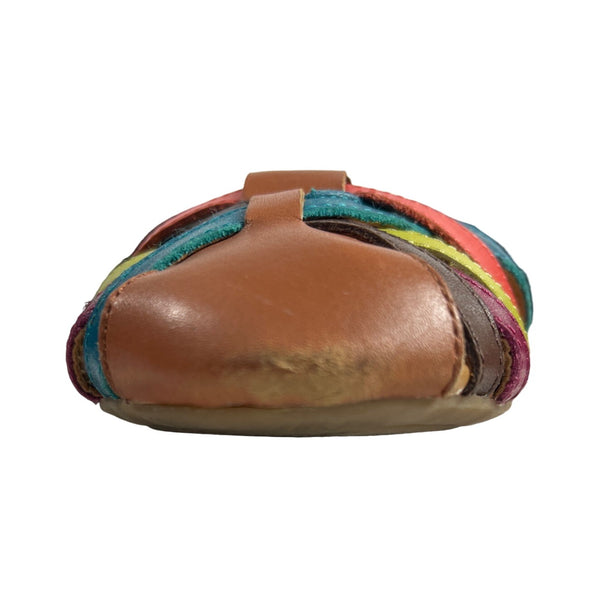 Nine West  Brown Leather Multicolor Weave Design Women's Flat Ballers Sz 9.5M