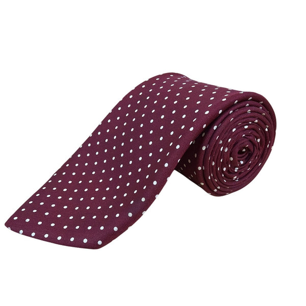 Vintage Brooks Brothers Burgundy Polka Dot Silk Tie Classic Pattern Printed