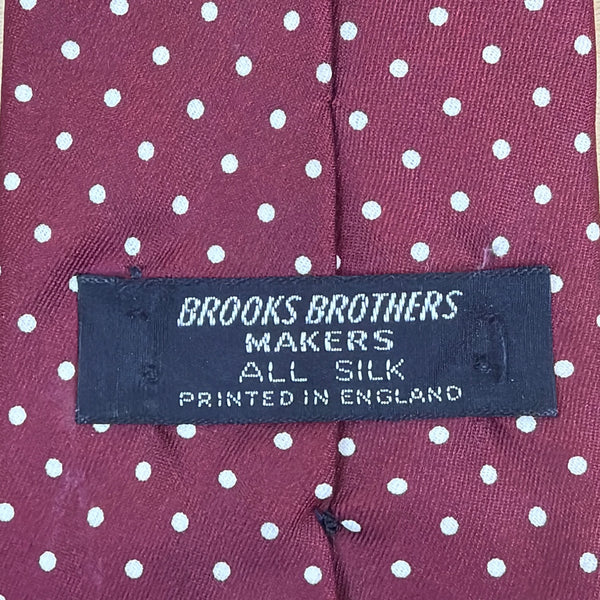 Vintage Brooks Brothers Burgundy Polka Dot Silk Tie Classic Pattern Printed