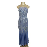 Stephen Yearick Women's Blue Vinage Sequin Strapless Dress