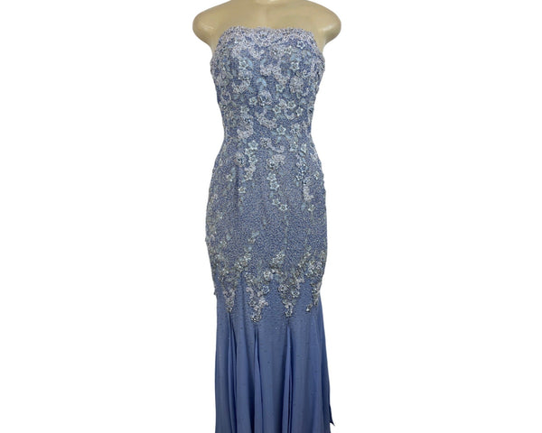 Stephen Yearick Women's Blue Vinage Sequin Strapless Dress