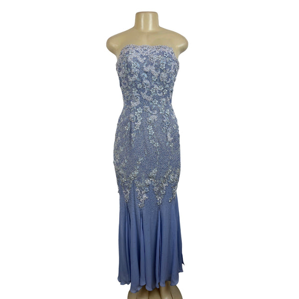 Stephen Yearick Women's Blue Vinage Sequin Strapless Dress