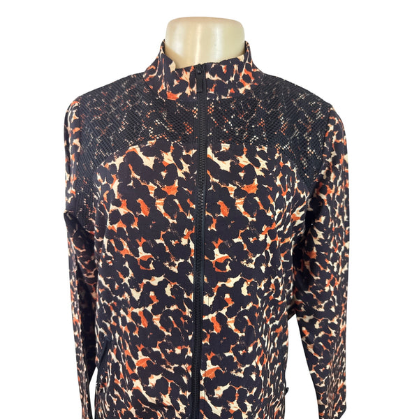 Chicos Zenergy Leopard Print Full-Zip Jacket For Women Black/Orange Size 0