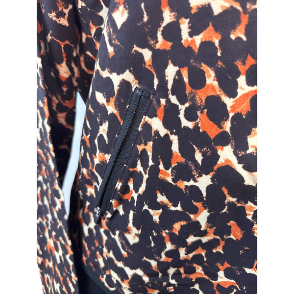 Chicos Zenergy Leopard Print Full-Zip Jacket For Women Black/Orange Size 0