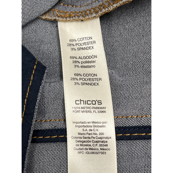 Chico’s Women's Navy Denim Long Jacket With Single Button Sz 2 - New