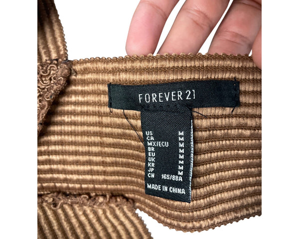 Forever 21 Womens Tan Cross Halter Crop Top Medium Size Comfortable Fit