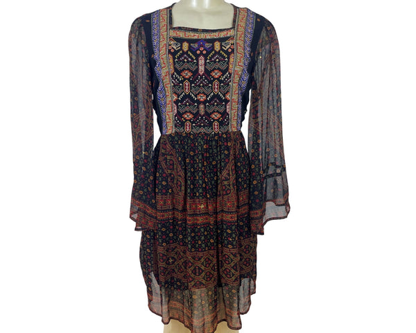 Akemi + Kin Women’s Black Sheer Mini Dress With Embroidery Sz S - New