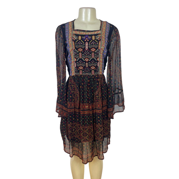 Akemi + Kin Women’s Black Sheer Mini Dress With Embroidery Sz S - New