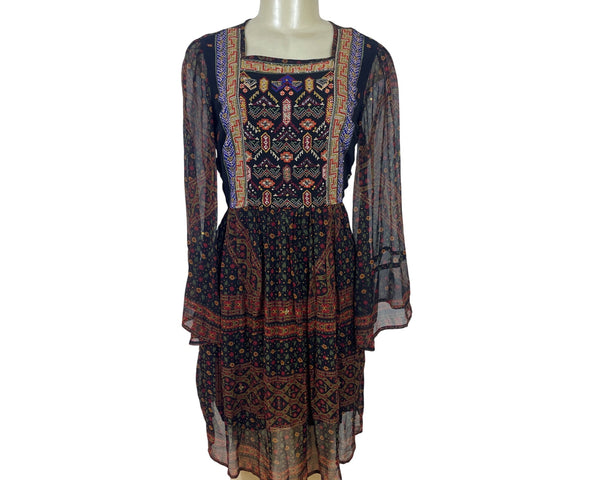 Akemi + Kin Women’s Black Sheer Mini Dress With Embroidery Sz S - New