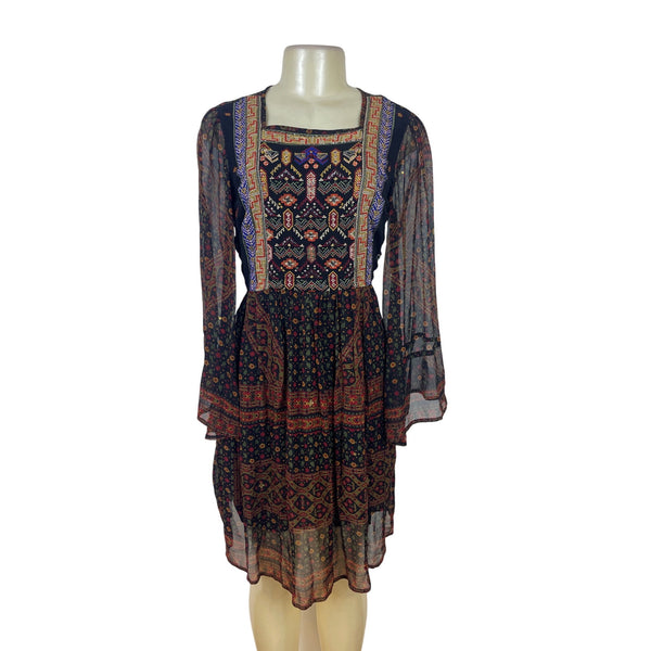 Akemi + Kin Women’s Black Sheer Mini Dress With Embroidery Sz S - New