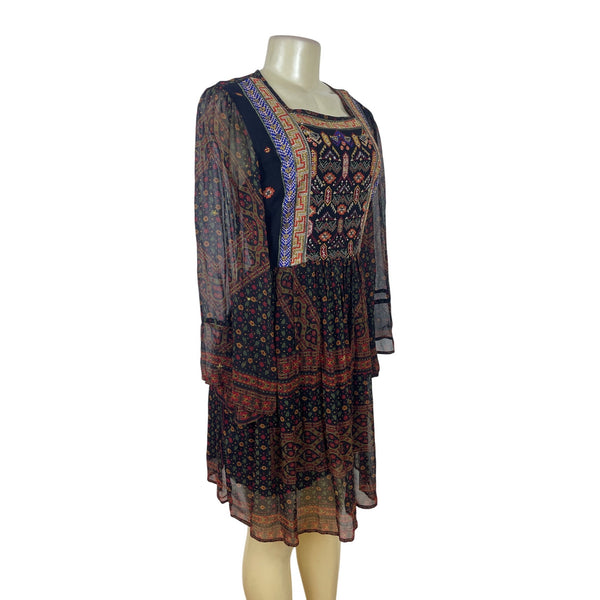 Akemi + Kin Women’s Black Sheer Mini Dress With Embroidery Sz S - New