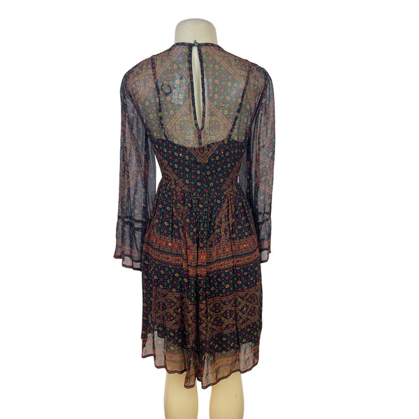 Akemi + Kin Women’s Black Sheer Mini Dress With Embroidery Sz S - New