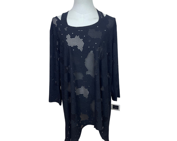 Clara Sunwoo Women’s Black Laser Cut Top Size XL