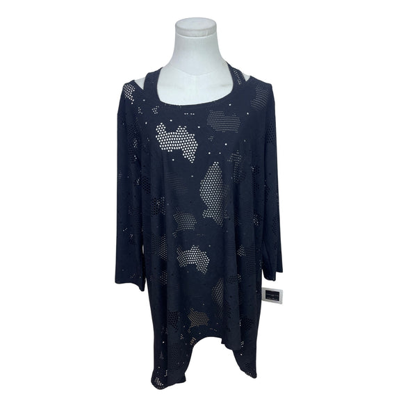 Clara Sunwoo Women’s Black Laser Cut Top Sz XL - New