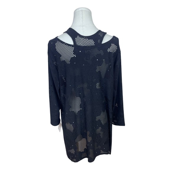 Clara Sunwoo Women’s Black Laser Cut Top Sz XL - New