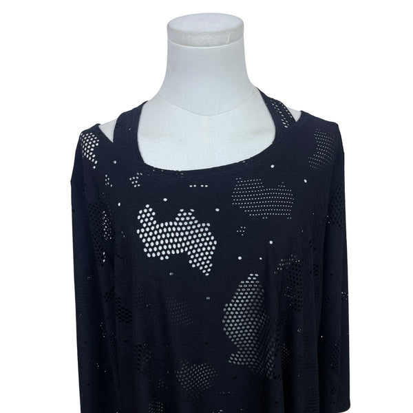 Clara Sunwoo Women’s Black Laser Cut Top Sz XL - New