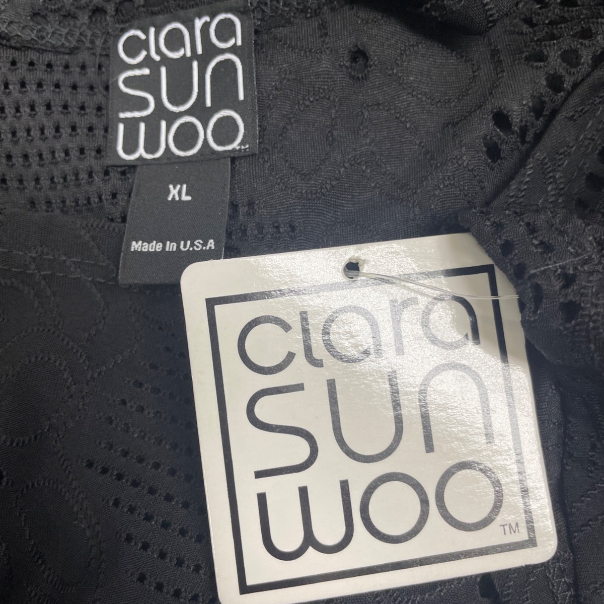 Clara Sunwoo Women’s Black Laser Cut Top Sz XL - New