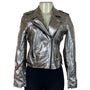 Blank nyc Metallic Silver Cropped Moto Jacket With Zipper Details Sz XS