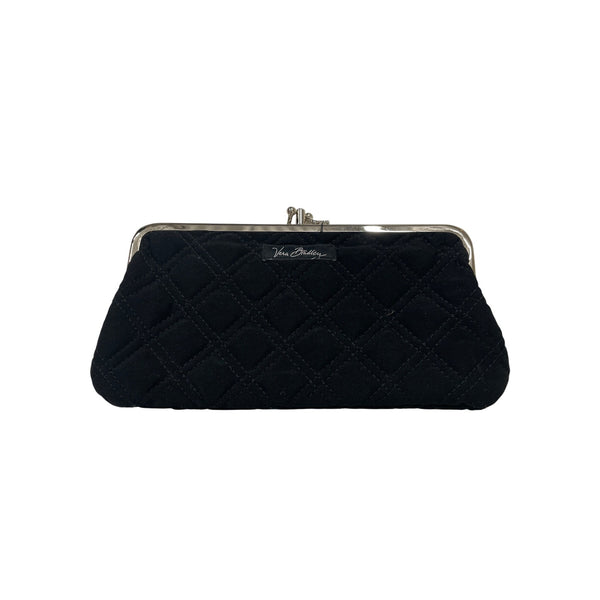Vera Bradley Black Quilted Fabric Clutch Purse Elegant Wristlet