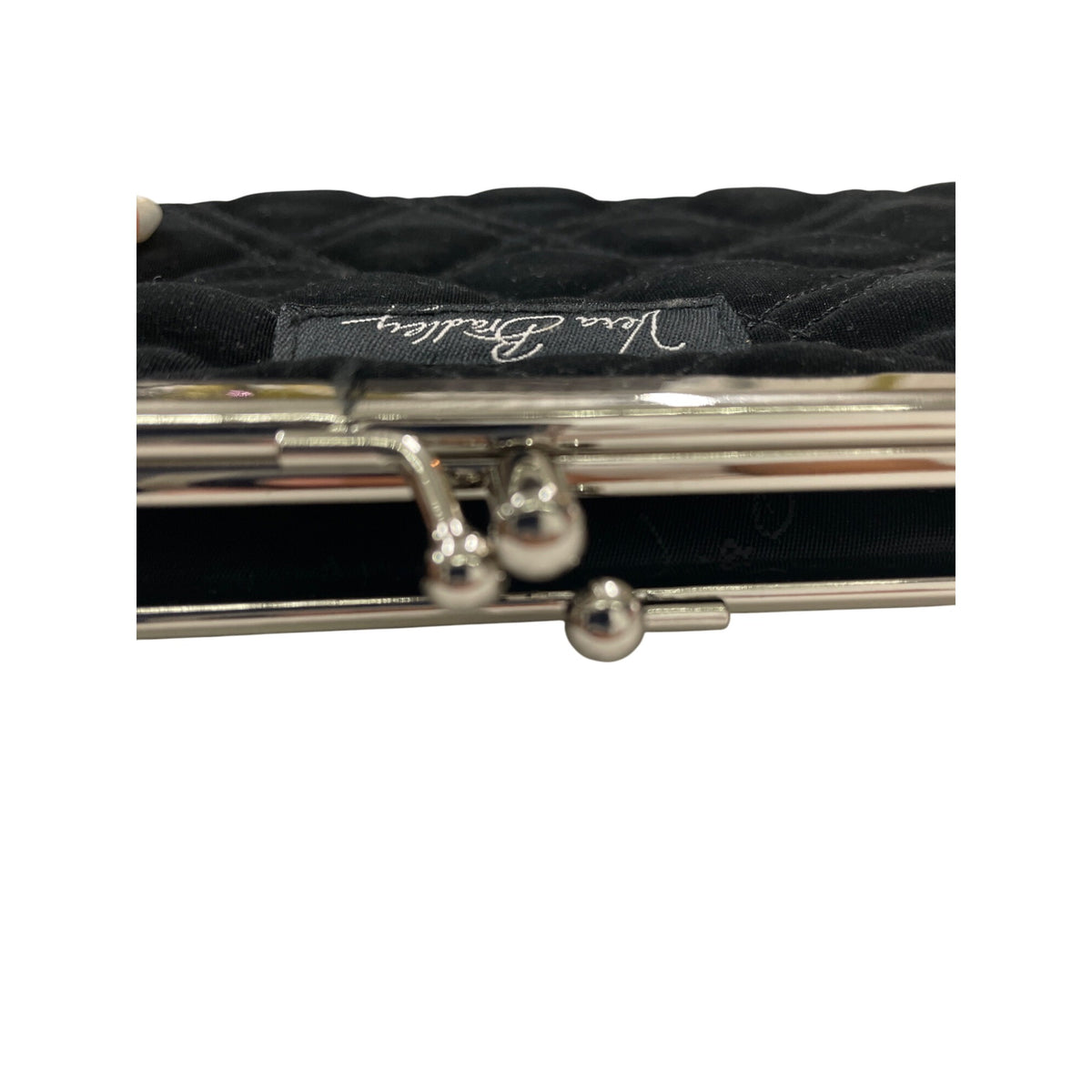 Vera Bradley Black Quilted Fabric Clutch Purse Elegant Wristlet