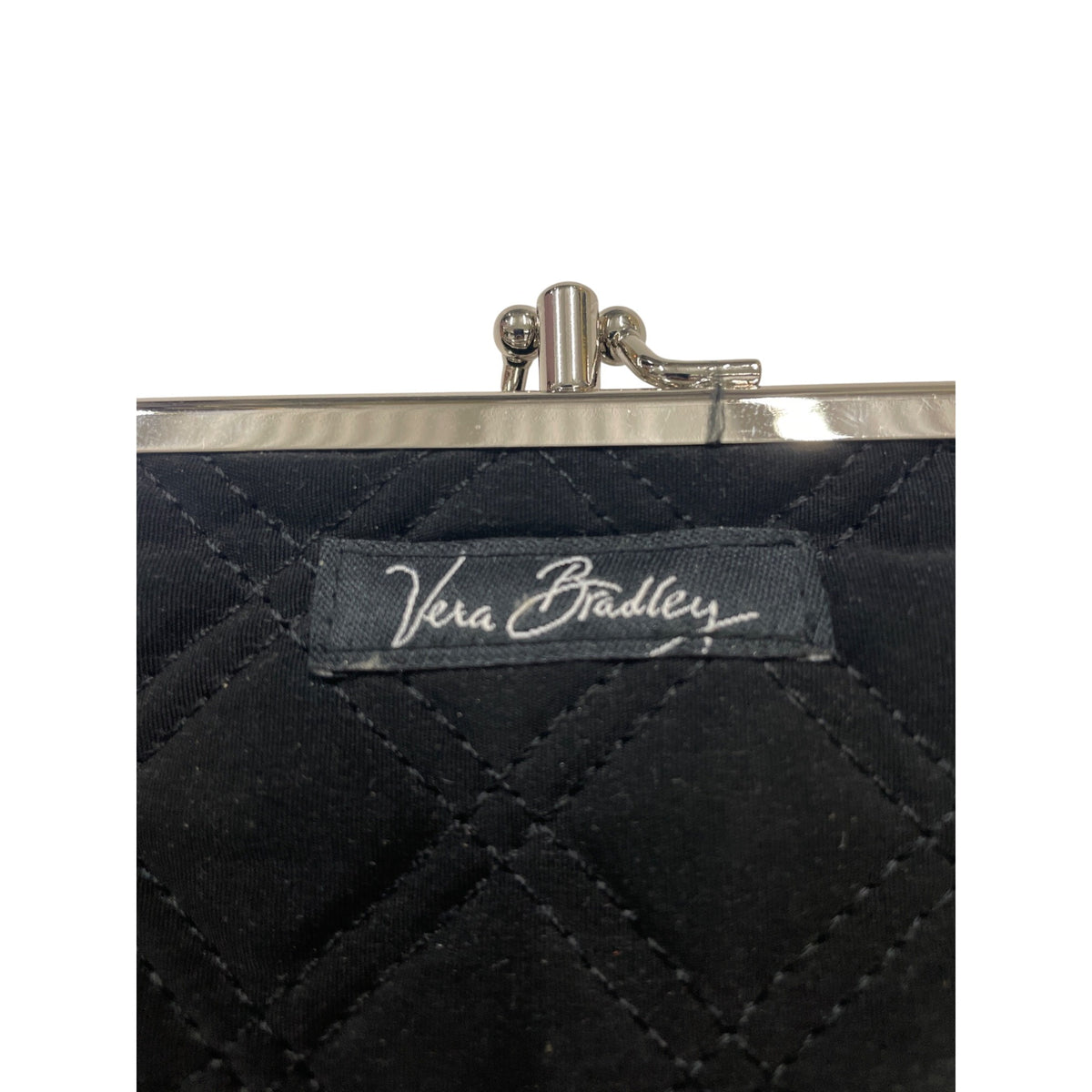 Vera Bradley Black Quilted Fabric Clutch Purse Elegant Wristlet