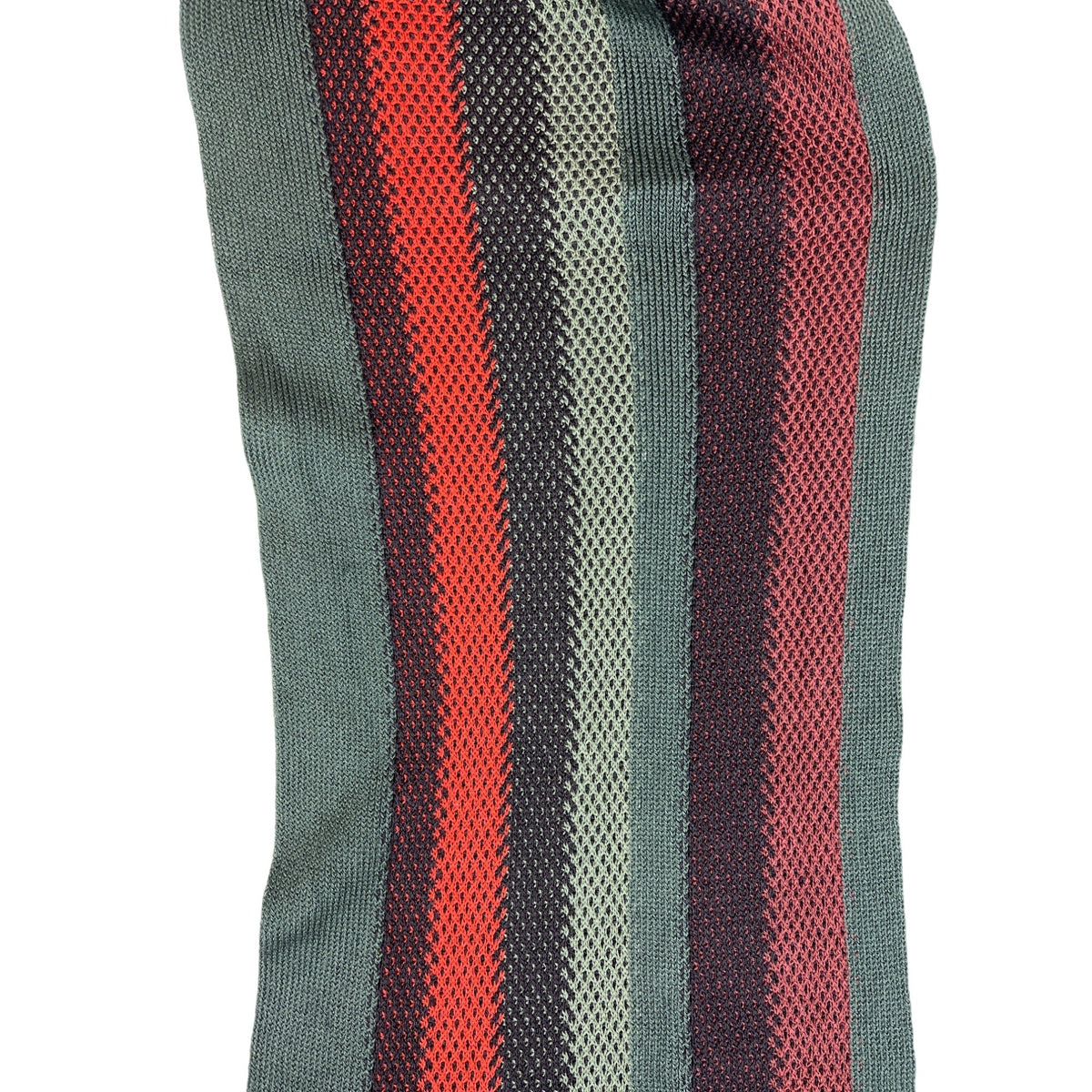V. Fraas Unisex One Size Dark Green Red and Orange Striped Scarf