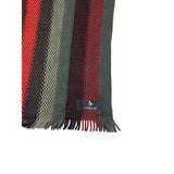 V. Fraas Unisex One Size Dark Green Red and Orange Striped Scarf