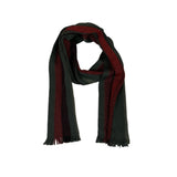 V. Fraas Unisex One Size Dark Green Red and Orange Striped Scarf
