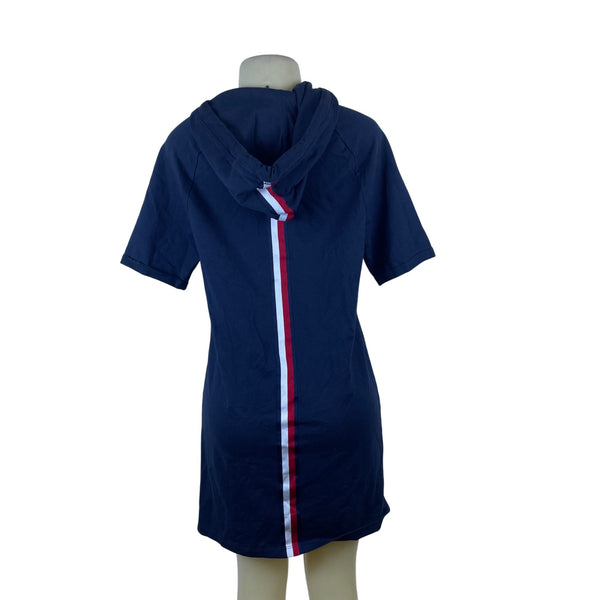 Tommy Hilfiger Womens Navy Cotton Hoodie Dress TH85 Logo Front Pocket Size S