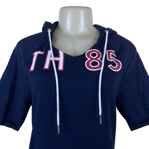 Tommy Hilfiger Womens Navy Cotton Hoodie Dress TH85 Logo Front Pocket Size S