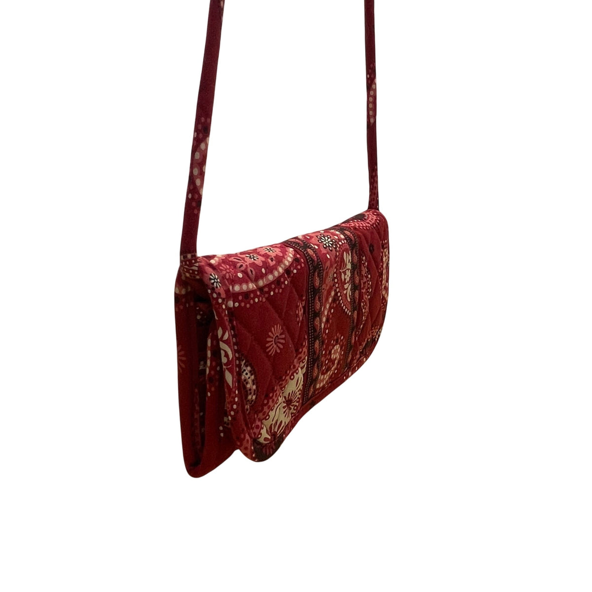 Vera Bradley Women’s Red Quilted Paisley Adjustable Strap Compact Crossbody Bag