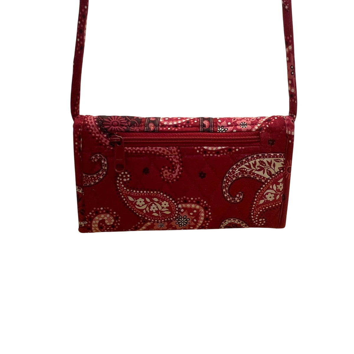 Vera Bradley Women’s Red Quilted Paisley Adjustable Strap Compact Crossbody Bag