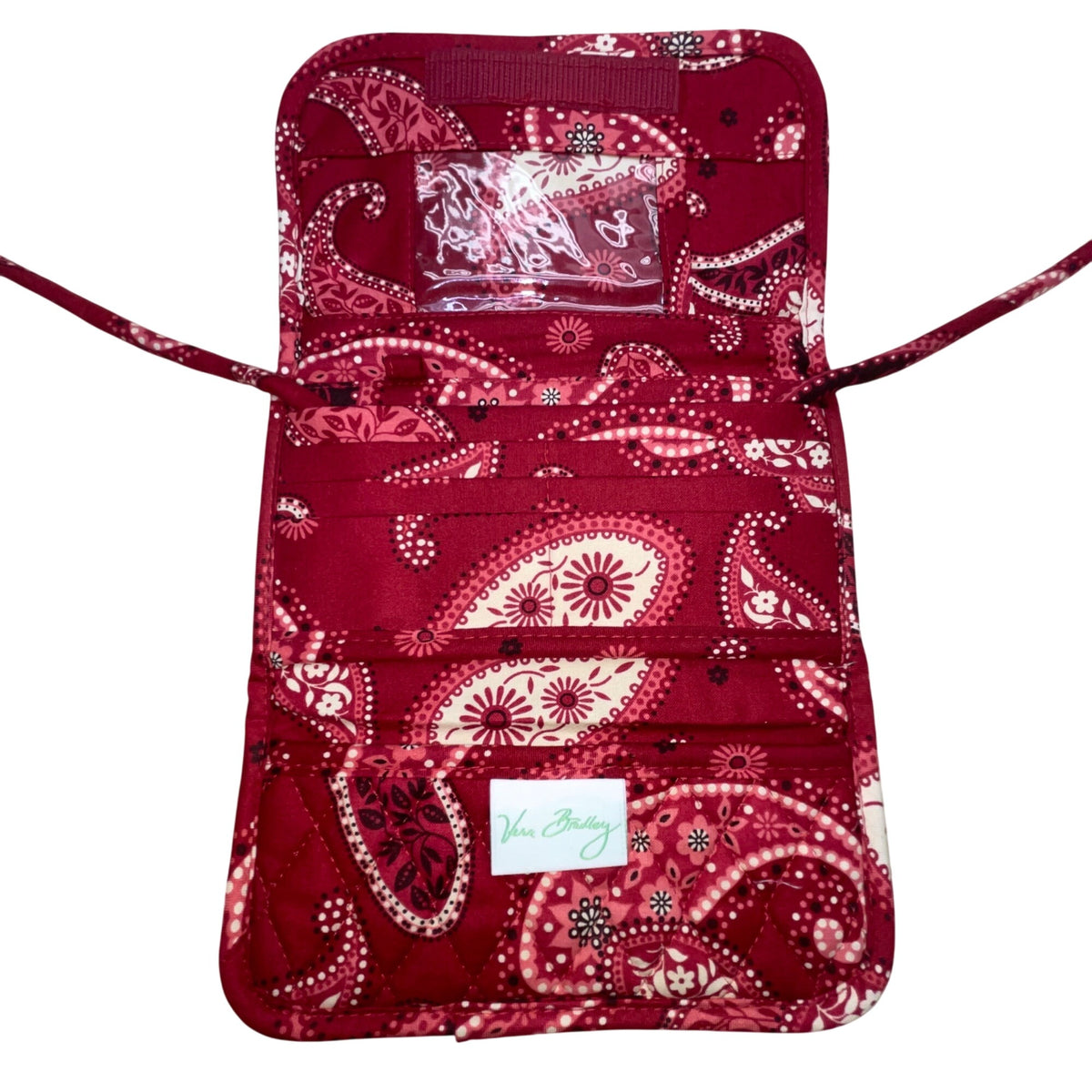 Vera Bradley Women’s Red Quilted Paisley Adjustable Strap Compact Crossbody Bag