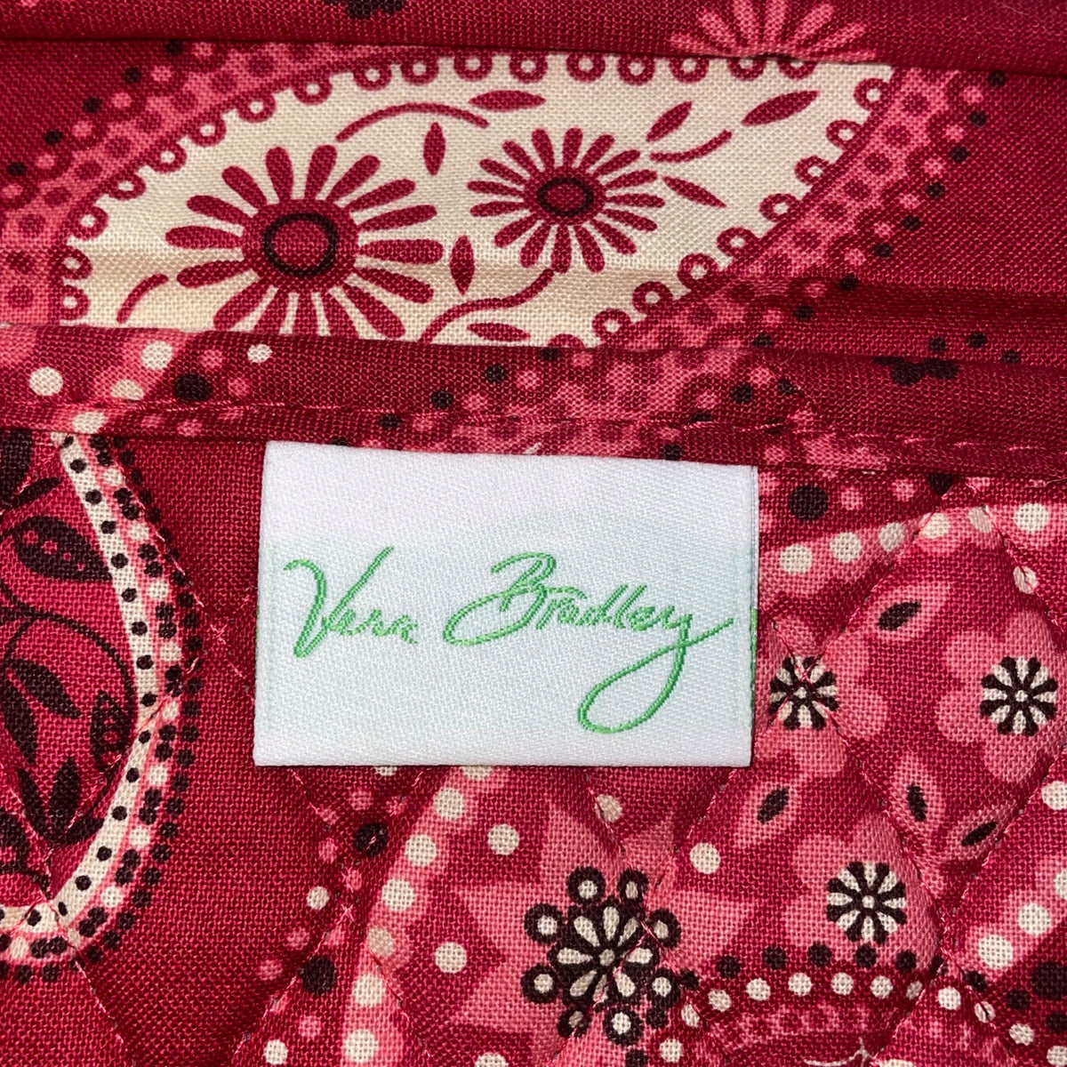 Vera Bradley Women’s Red Quilted Paisley Adjustable Strap Compact Crossbody Bag