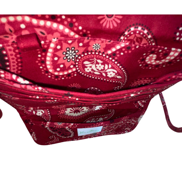 Vera Bradley Women’s Red Quilted Paisley Adjustable Strap Compact Crossbody Bag