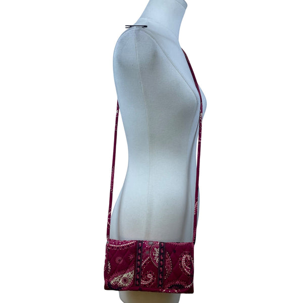 Vera Bradley Women’s Red Quilted Paisley Adjustable Strap Compact Crossbody Bag