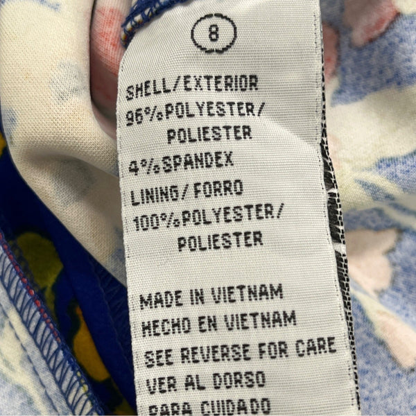 Shelby & Palmer Womens Floral Blue Short Sleeve Midi Dress Size 8