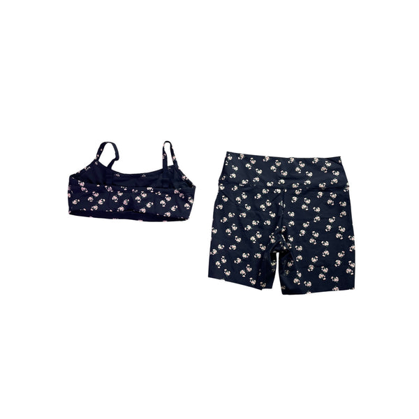 Offline By Aerie Womens Navy Floral Nylon/Elastane Sports Bra & High-Waist Shorts XXL