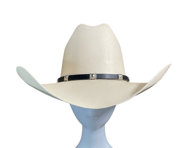 Lone Star White Western Cowboy Hat With Black Band & Silver Accents