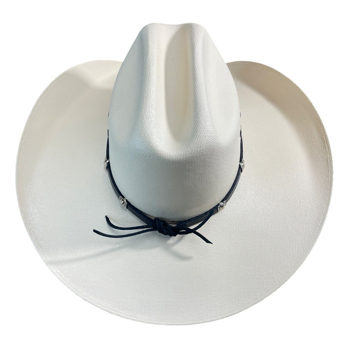 Lone Star White Western Cowboy Hat With Black Band & Silver Accents