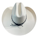 Lone Star White Western Cowboy Hat With Black Band & Silver Accents