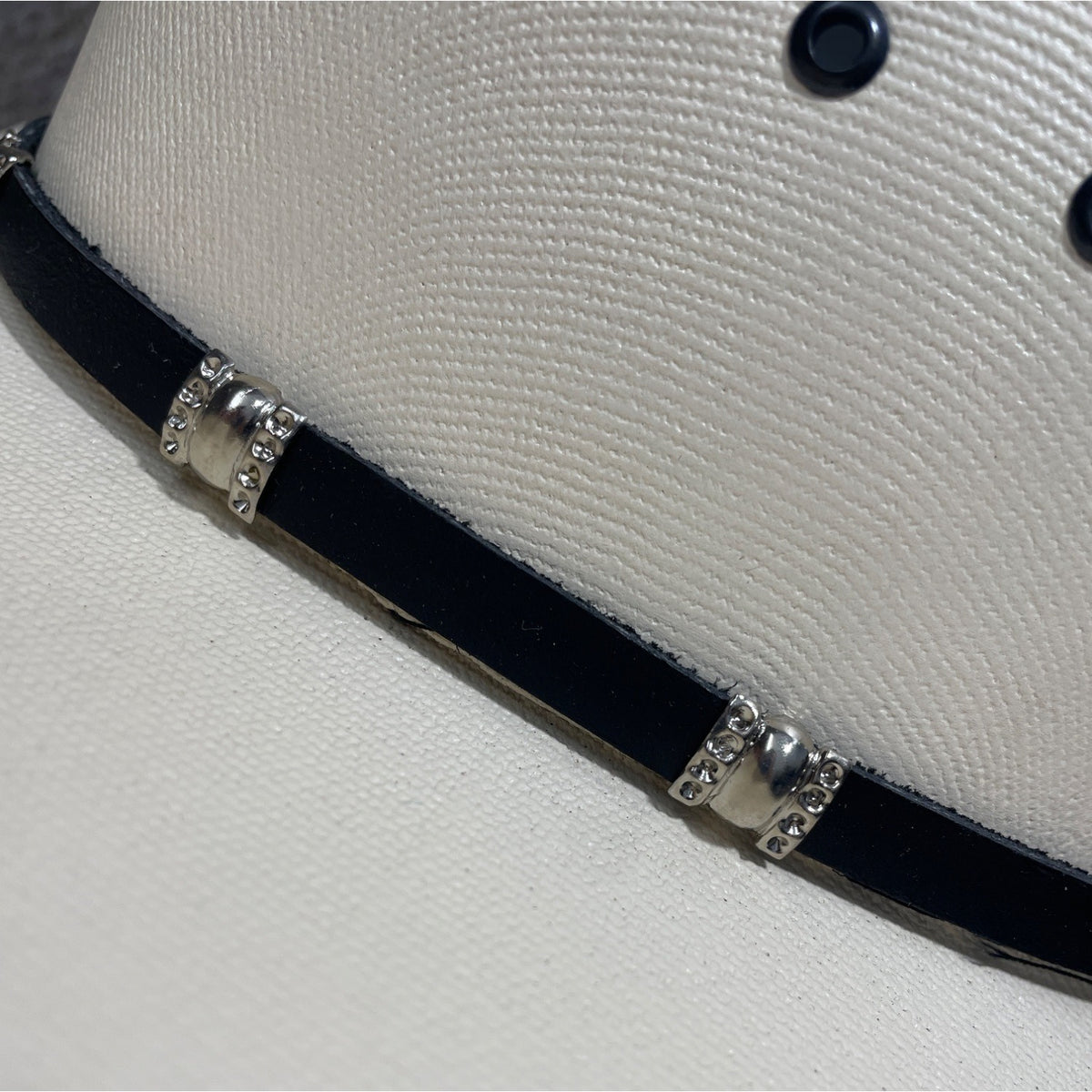 Lone Star White Western Cowboy Hat With Black Band & Silver Accents