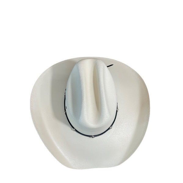 Lone Star White Western Cowboy Hat With Black Band & Silver Accents