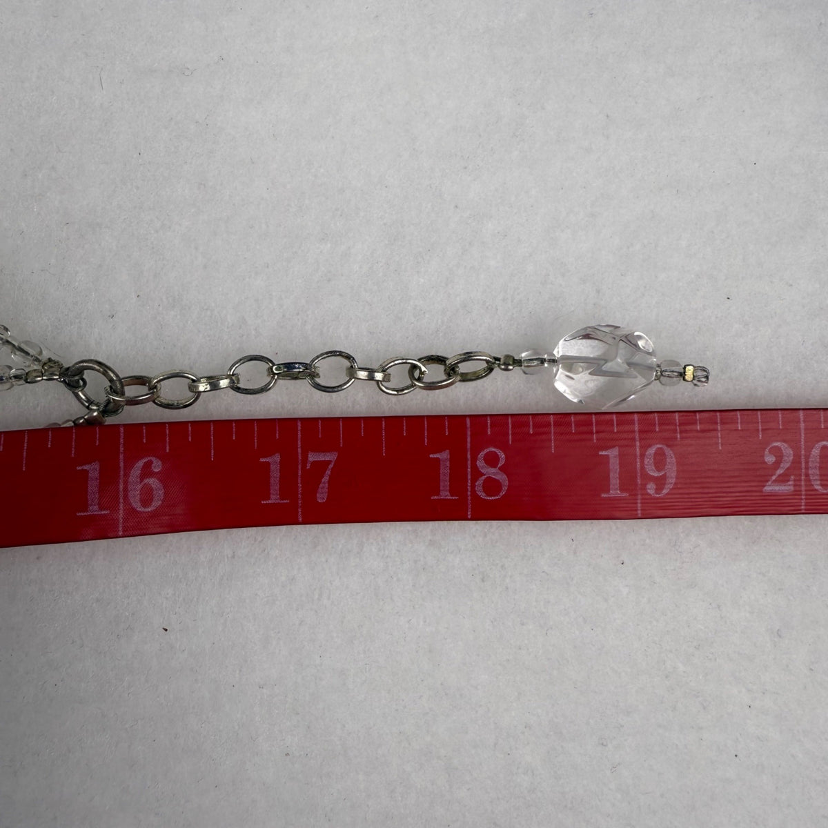 Vintage Crystal Clear Multi-Strand Beaded Necklace Adjustable Chain Length