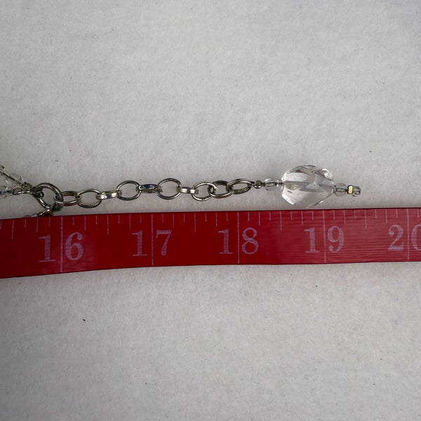 Vintage Crystal Clear Multi-Strand Beaded Necklace Adjustable Chain Length