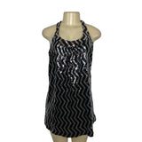 Sequin Zigzag Pattern Sleeveless Mini Dress Size M