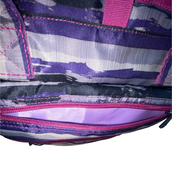 Lug Via Purple Striped With Top Handles & Adjustable Straps Multi-Pocket Backpack