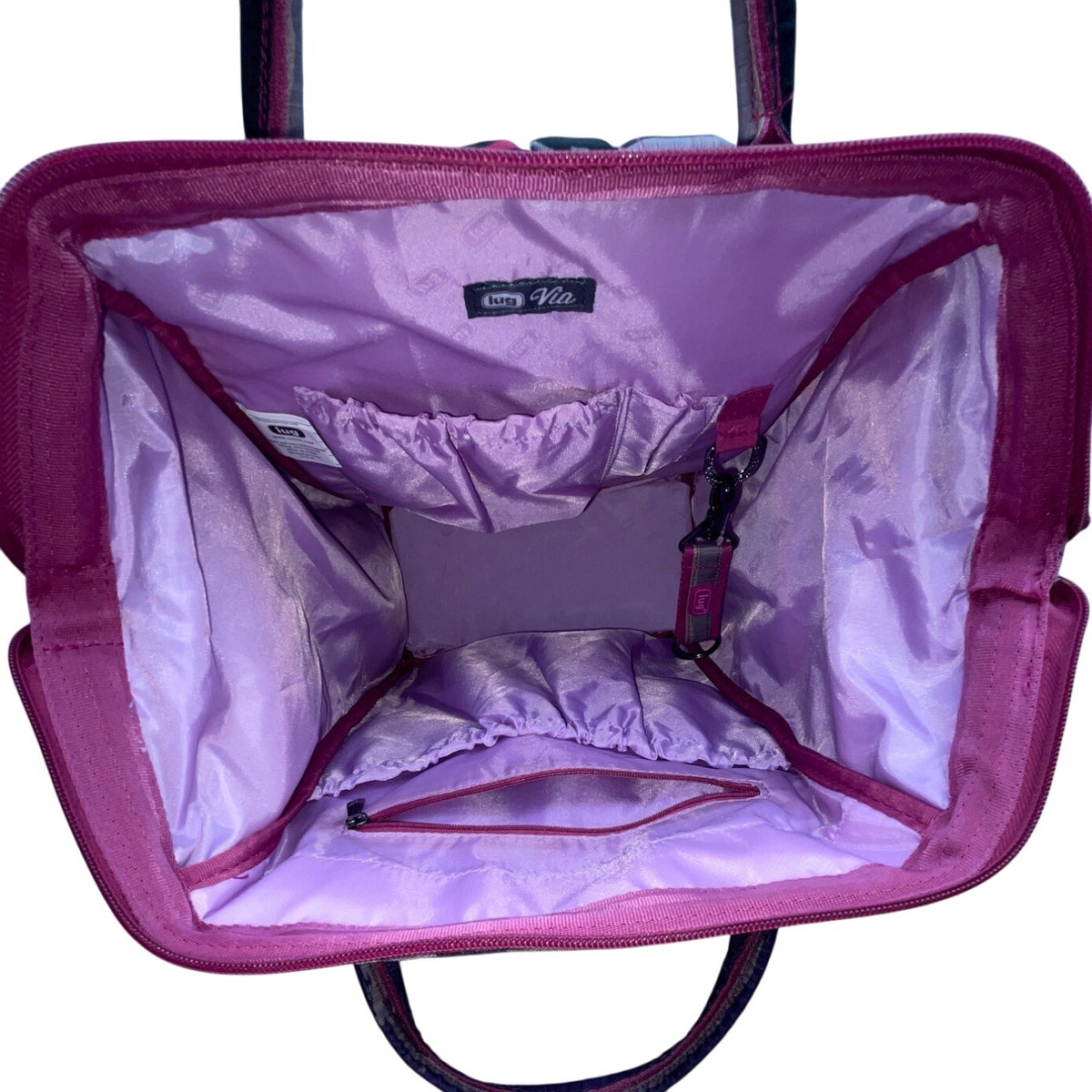 Lug Via Purple Striped With Top Handles & Adjustable Straps Multi-Pocket Backpack